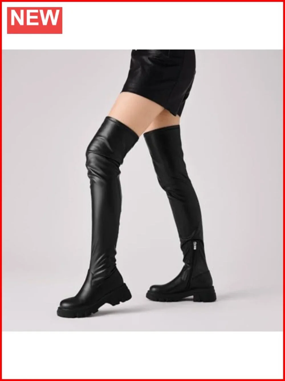 Thigh High Platform Boots Chunky Heel Stretchy Over Knee Lug Sole